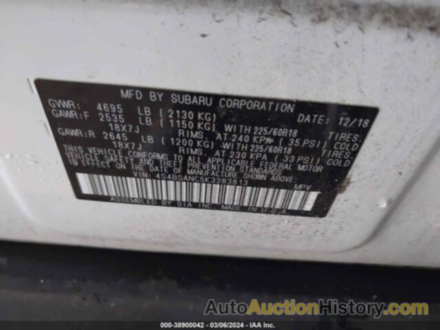 SUBARU OUTBACK 2.5I LIMITED, 4S4BSANC5K3283813