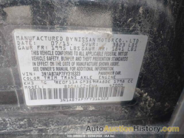 NISSAN SENTRA S, 3N1AB7AP7FY316323