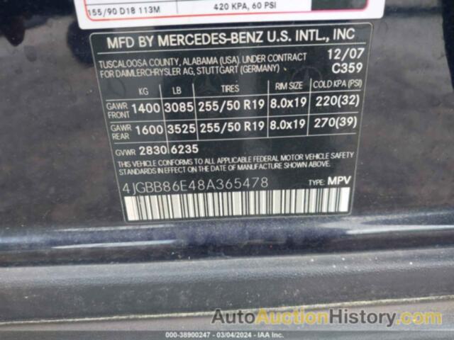 MERCEDES-BENZ ML 350 4MATIC, 4JGBB86E48A365478