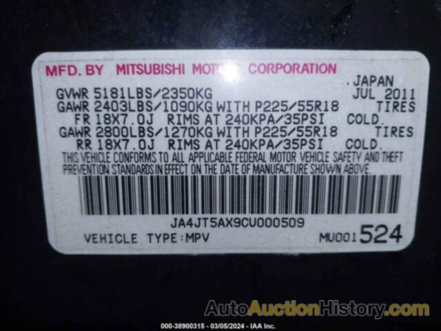 MITSUBISHI OUTLANDER GT, JA4JT5AX9CU000509