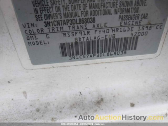 NISSAN VERSA 1.6 S, 3N1CN7AP3DL868038