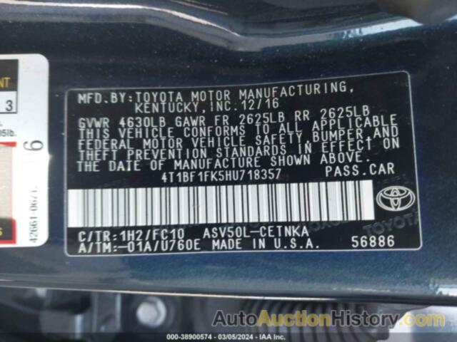 TOYOTA CAMRY LE, 4T1BF1FK5HU718357