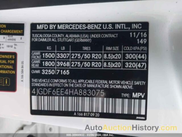 MERCEDES-BENZ GLS 450 4MATIC, 4JGDF6EE4HA883075