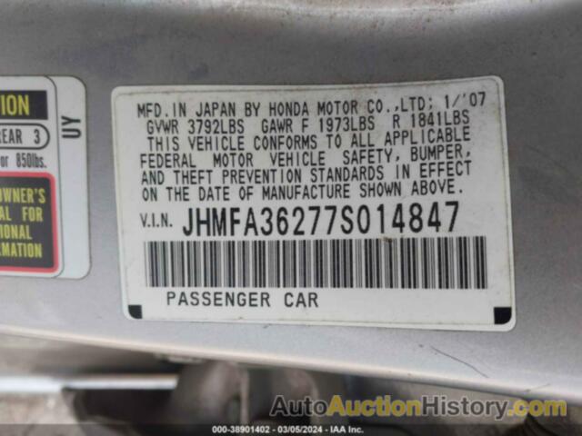 HONDA CIVIC HYBRID, JHMFA36277S014847