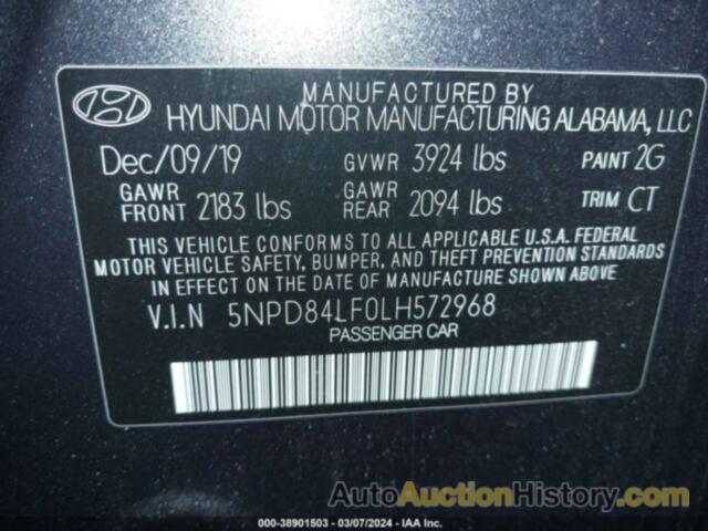 HYUNDAI ELANTRA SEL/VALUE/LIMITED, 5NPD84LF0LH572968