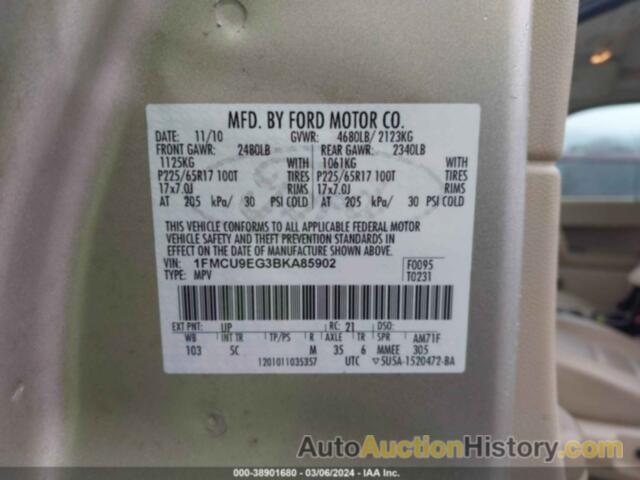 FORD ESCAPE LIMITED, 1FMCU9EG3BKA85902