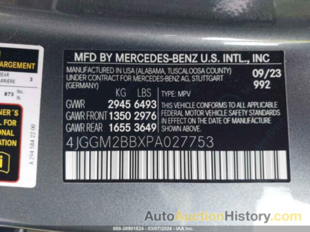 MERCEDES-BENZ EQE 350+ SUV, 4JGGM2BBXPA027753