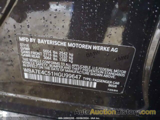 BMW 740I XDRIVE, WBA7E4C51HGU99647