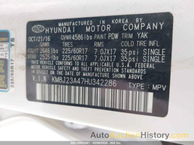 HYUNDAI TUCSON SE, KM8J23A47HU342286