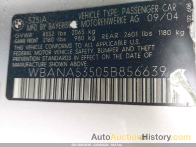 BMW 525I, WBANA53505B856639