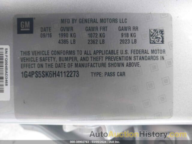 BUICK VERANO LEATHER GROUP, 1G4PS5SK6H4112273