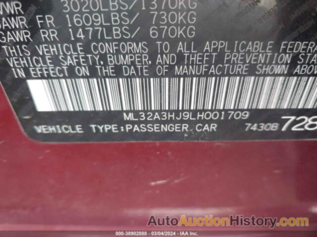 MITSUBISHI MIRAGE ES, ML32A3HJ9LH001709