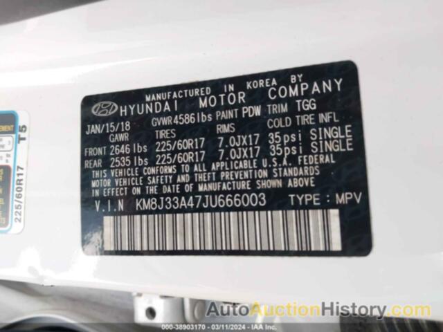 HYUNDAI TUCSON SEL, KM8J33A47JU666003