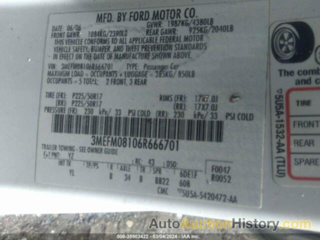 MERCURY MILAN V6 PREMIER, 3MEFM08106R666701