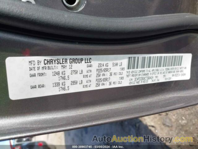 DODGE JOURNEY SXT, 3C4PDCBG0CT360424