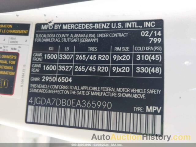MERCEDES-BENZ ML 550 4MATIC, 4JGDA7DB0EA365990