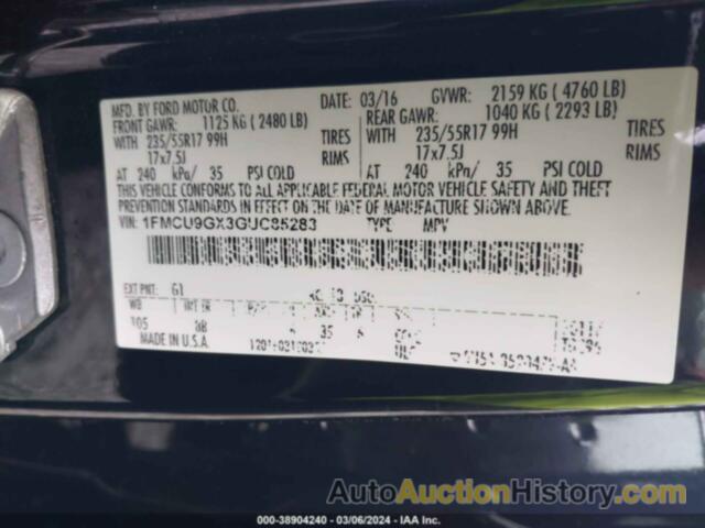 FORD ESCAPE SE, 1FMCU9GX3GUC85283