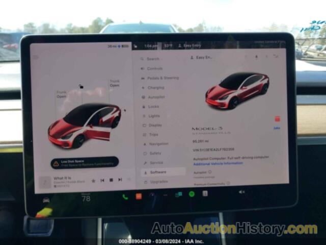 TESLA MODEL 3 STANDARD RANGE PLUS REAR-WHEEL DRIVE/STANDARD RANGE REAR-WHEEL DRIVE, 5YJ3E1EA2LF792356