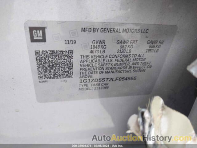 CHEVROLET MALIBU FWD LT, 1G1ZD5ST2LF054555