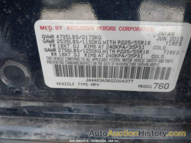 MITSUBISHI OUTLANDER SEL, JA4AD3A36GZ004377