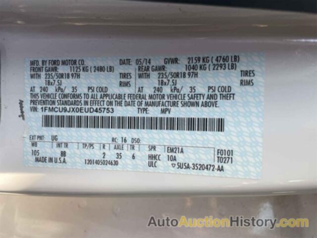 FORD ESCAPE TITANIUM, 1FMCU9JX0EUD45753