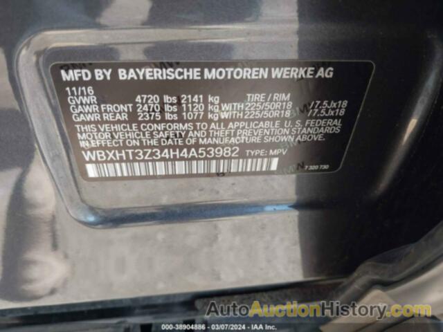 BMW X1 XDRIVE28I, WBXHT3Z34H4A53982