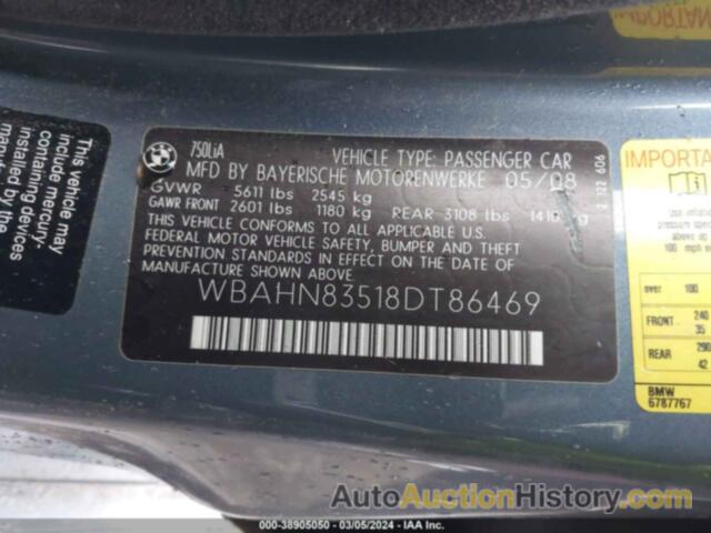 BMW 750LI, WBAHN83518DT86469