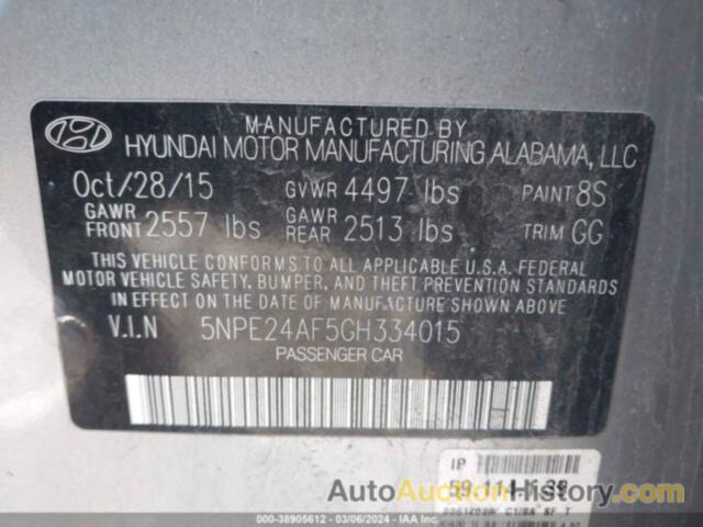 HYUNDAI SONATA SE, 5NPE24AF5GH334015