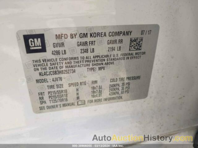 BUICK ENCORE ESSENCE, KL4CJCSB3HB252734