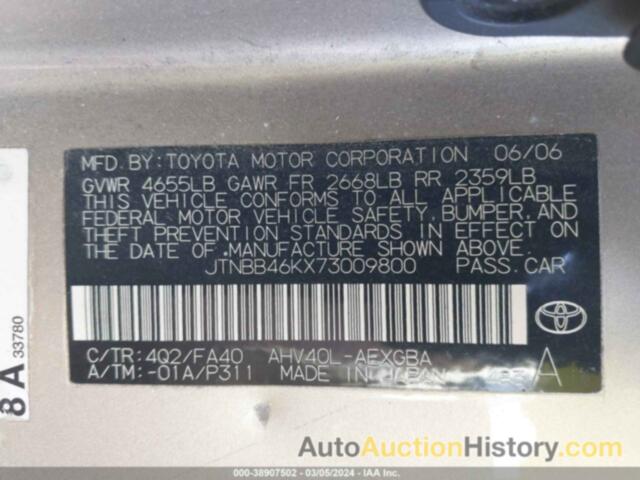 TOYOTA CAMRY HYBRID, JTNBB46KX73009800