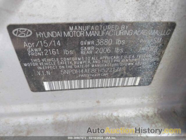 HYUNDAI ELANTRA SE, 5NPDH4AE8EH522171