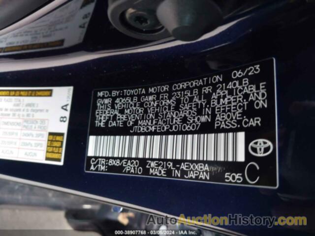 TOYOTA COROLLA HYBRID XLE, JTDBCMFE0PJ010607