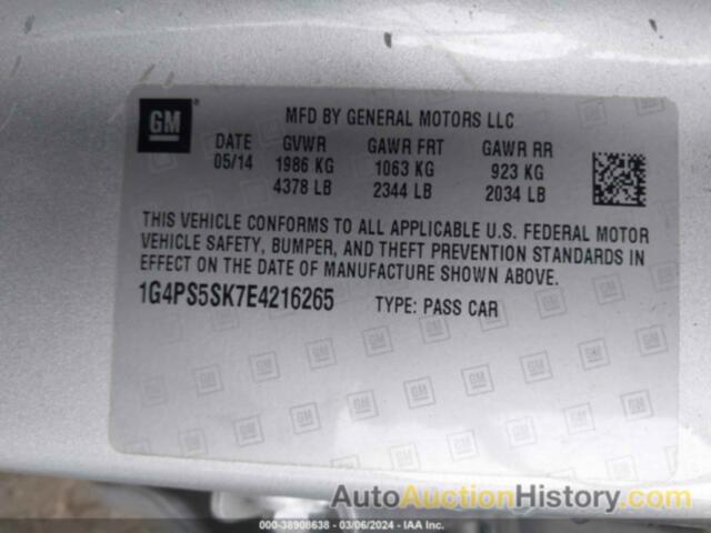 BUICK VERANO LEATHER GROUP, 1G4PS5SK7E4216265