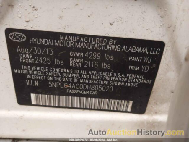 HYUNDAI SONATA LIMITED, 5NPEC4AC0DH805020