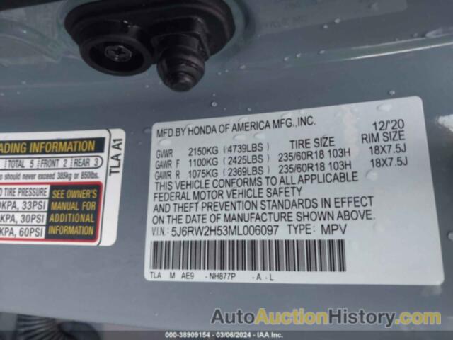 HONDA CR-V AWD EX, 5J6RW2H53ML006097