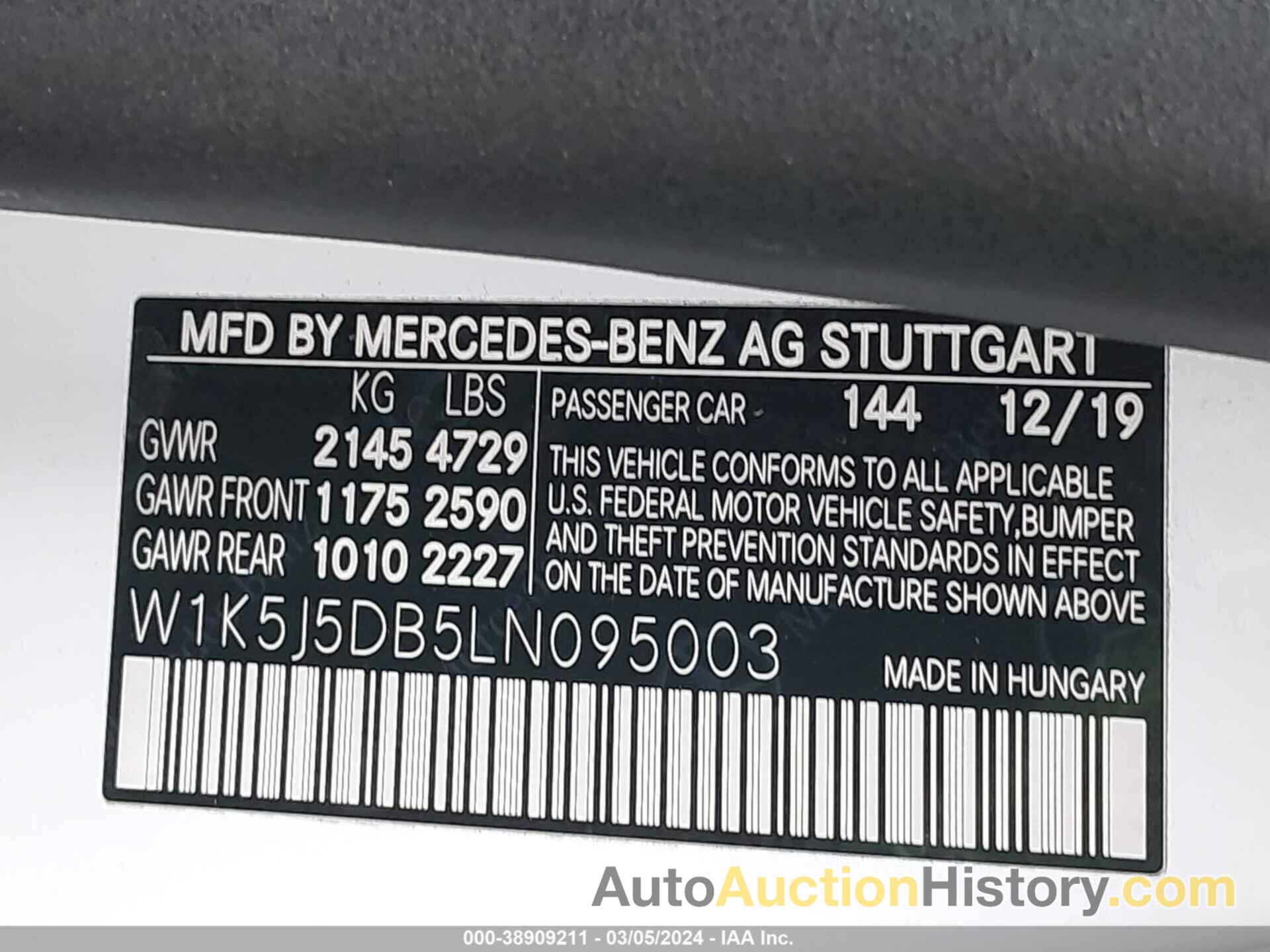 MERCEDES-BENZ AMG CLA 45 45 AMG, W1K5J5DB5LN095003