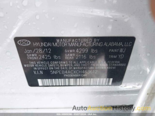 HYUNDAI SONATA GLS, 5NPEB4ACXCH463612