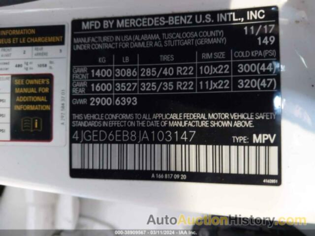 MERCEDES-BENZ AMG GLE 43 COUPE 4MATIC, 4JGED6EB8JA103147