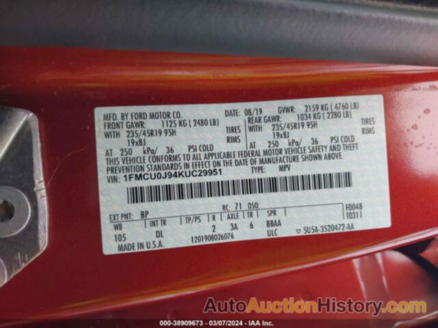 FORD ESCAPE TITANIUM, 1FMCU0J94KUC29951