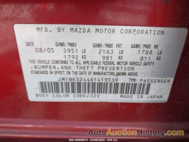 MAZDA MAZDA3 S TOURING, JM1BK324461419539