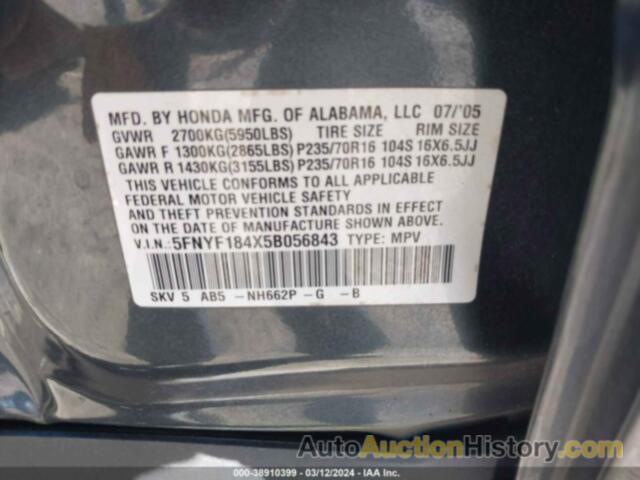 HONDA PILOT EX, 5FNYF184X5B056843