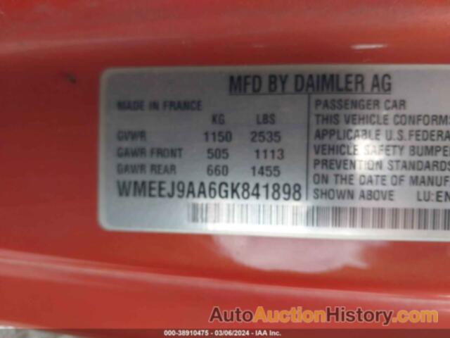 SMART FORTWO ELECTRIC DRIVE PASSION, WMEEJ9AA6GK841898