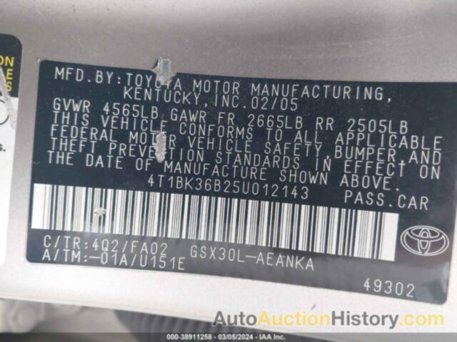 TOYOTA AVALON XL, 4T1BK36B25U012143