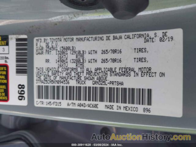 TOYOTA TACOMA TRD OFF ROAD, 3TMAZ5CN5KM094536