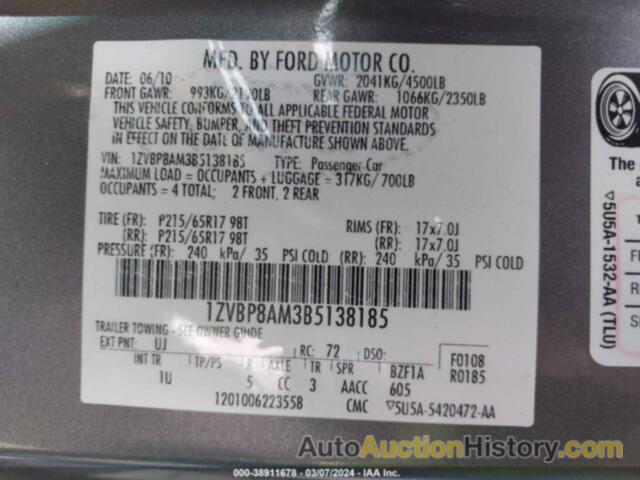 FORD MUSTANG V6, 1ZVBP8AM3B5138185