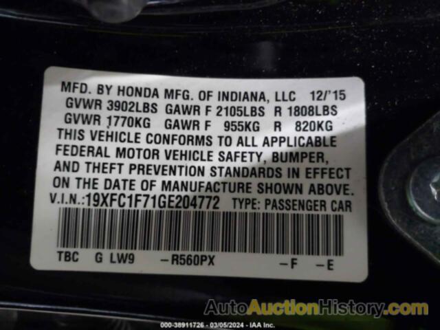 HONDA CIVIC EX-L, 19XFC1F71GE204772