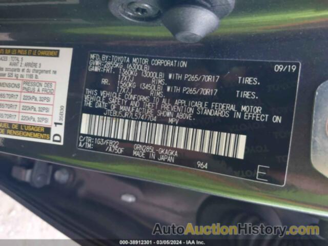 TOYOTA 4RUNNER SR5, JTEBU5JR7L5747704