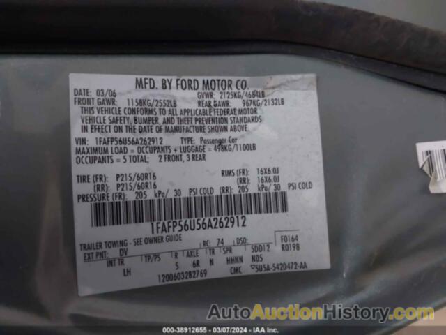 FORD TAURUS SEL, 1FAFP56U56A262912