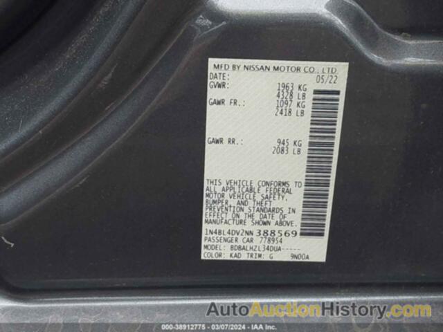 NISSAN ALTIMA SV FWD, 1N4BL4DV2NN388569