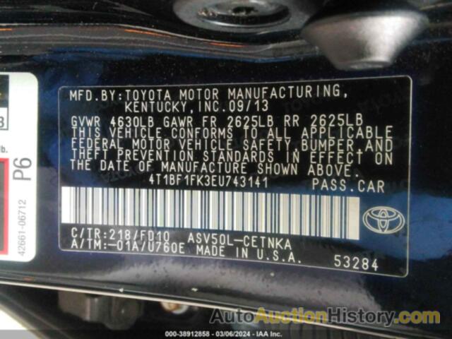 TOYOTA CAMRY LE, 4T1BF1FK3EU743141